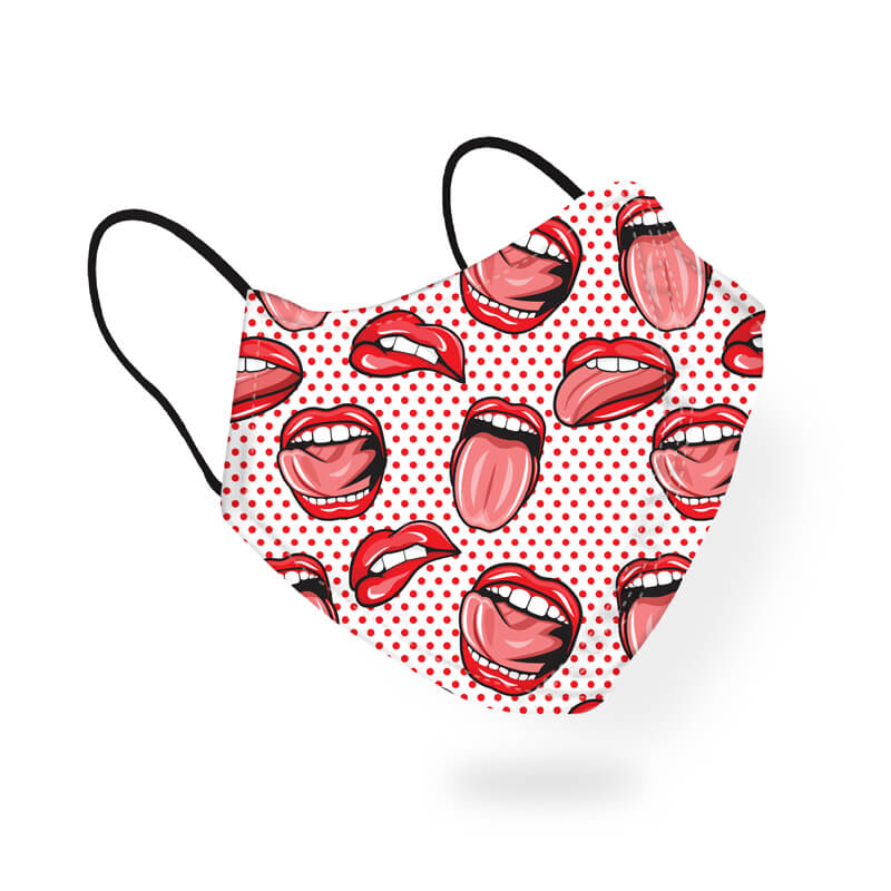 Retro Mouth Lips Pop Art Girly Pattern Designer Printed Face Mask