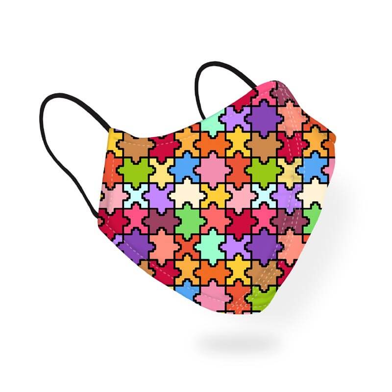 Colorful Puzzle Pieces Game Lover Pattern Designer Printed Face Mask