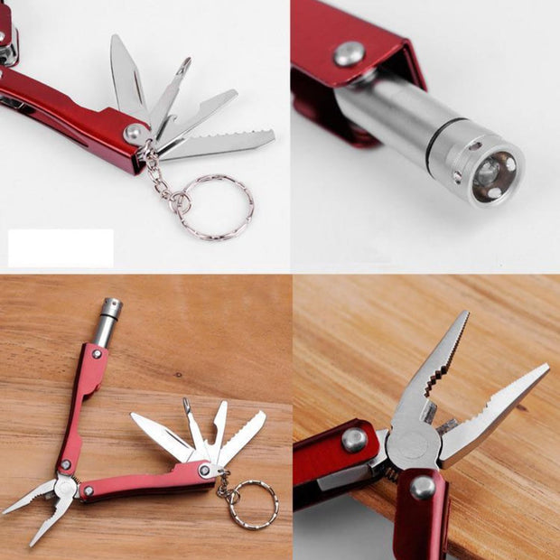 Emergency Survival Kit – Multi-Tool Set with Compass &amp; LED Flashlight in Portable Red Case