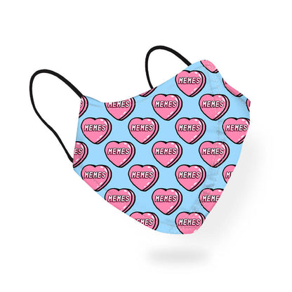 Meme Hearts Comic Style Funny Pattern Designer Printed  Face Mask