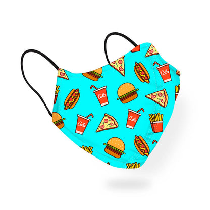 Burger Cola Hotdog Foodie Pattern Designer Printed Face Mask