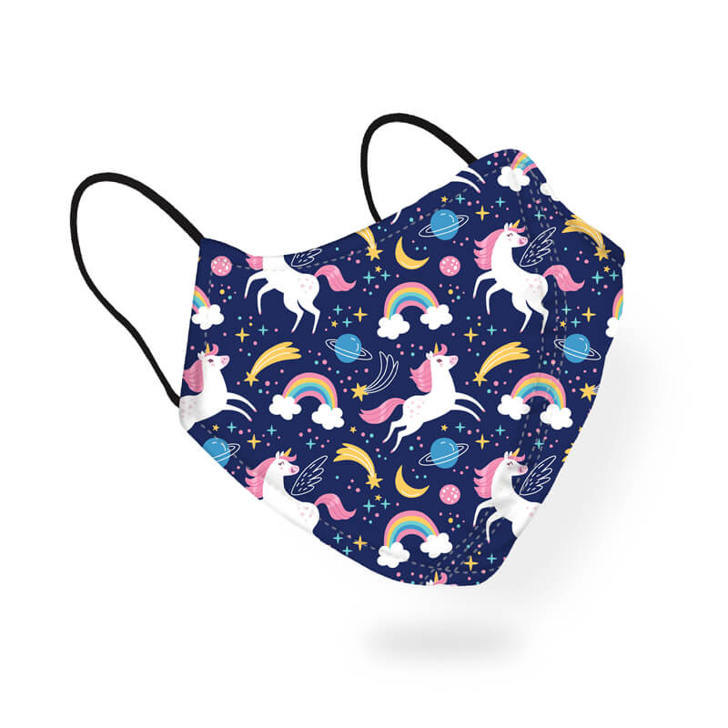 Cute Unicorns and Planets in Space Pattern Designer Printed Face Mask