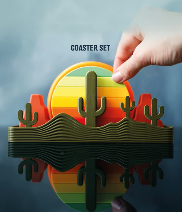 Desert Sunset 3D Printable Set: Where Art Meets Everyday Joy