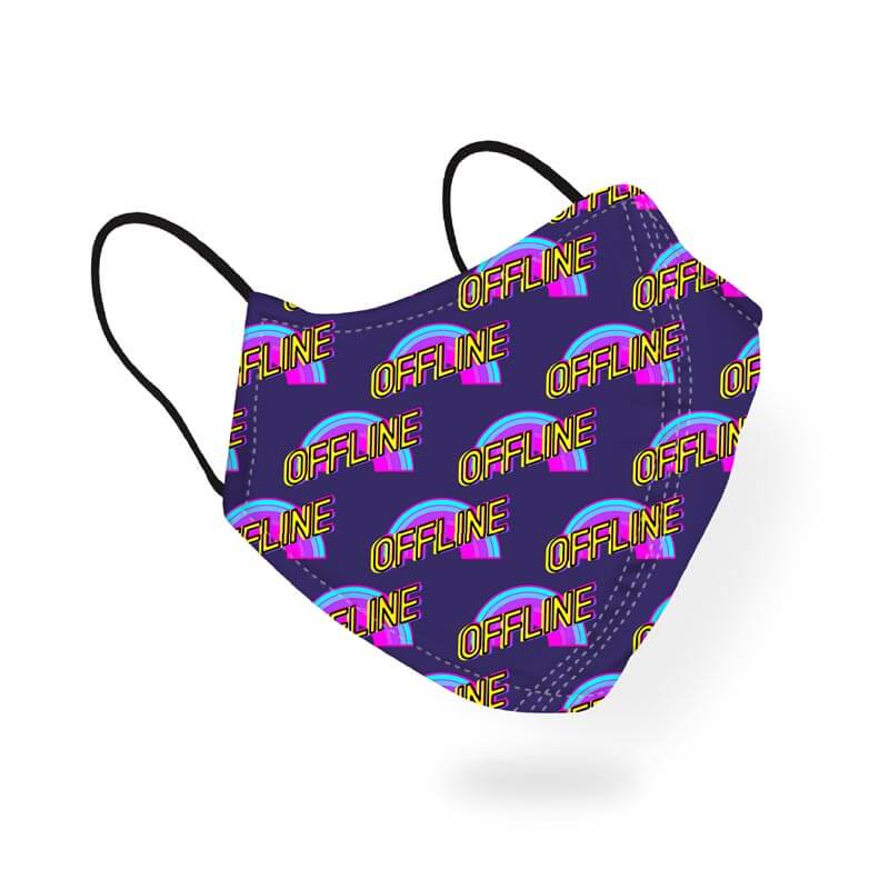 Offline Glow Retro Rainbow Pattern Designer Printed Face Mask