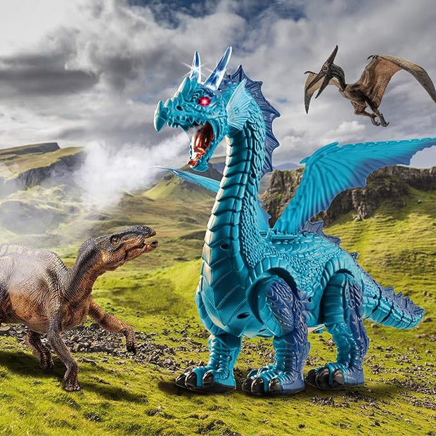 🐉 Remote Control Dragon Toy with Mist Breath, Lights, Sound, and Wing Motion