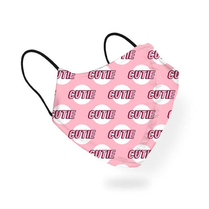 Cutie Pop Art Text Pink Girly Pattern Designer Printed Face Mask