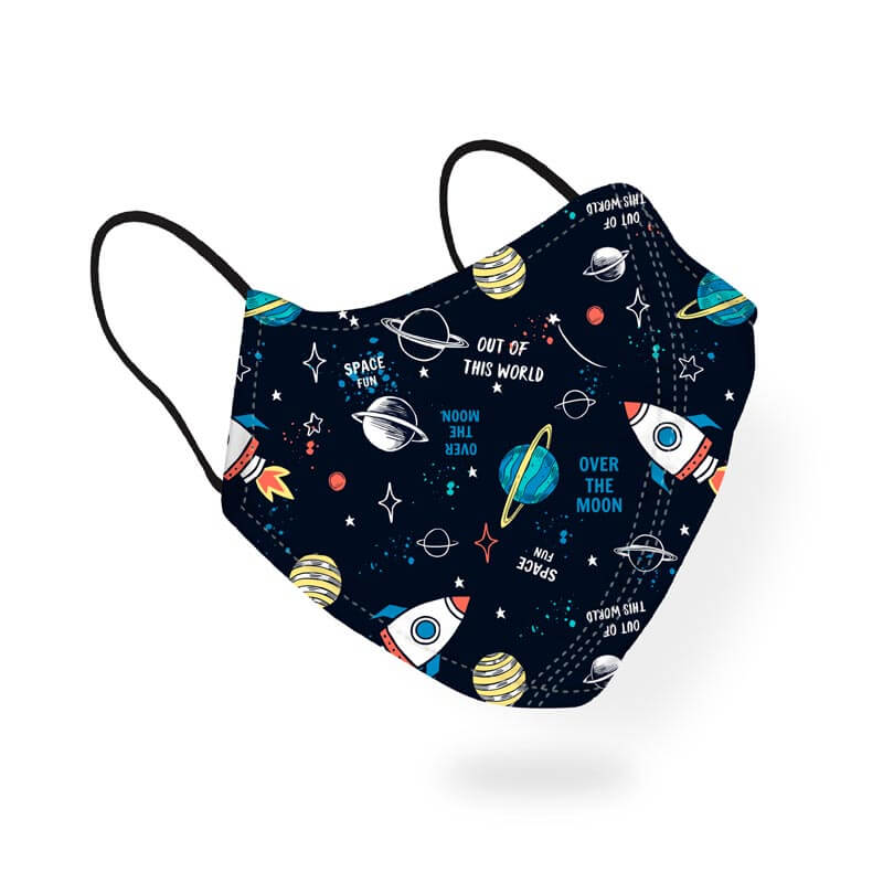 Out Of This World Space Night Sky Planets Rocket Pattern Designer Printed Face Mask