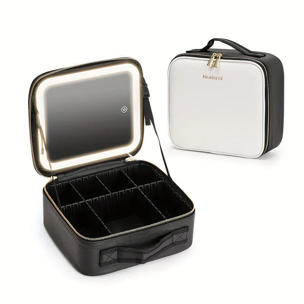 Makeup Storage Box with LED Mirror – Adjustable Compartments