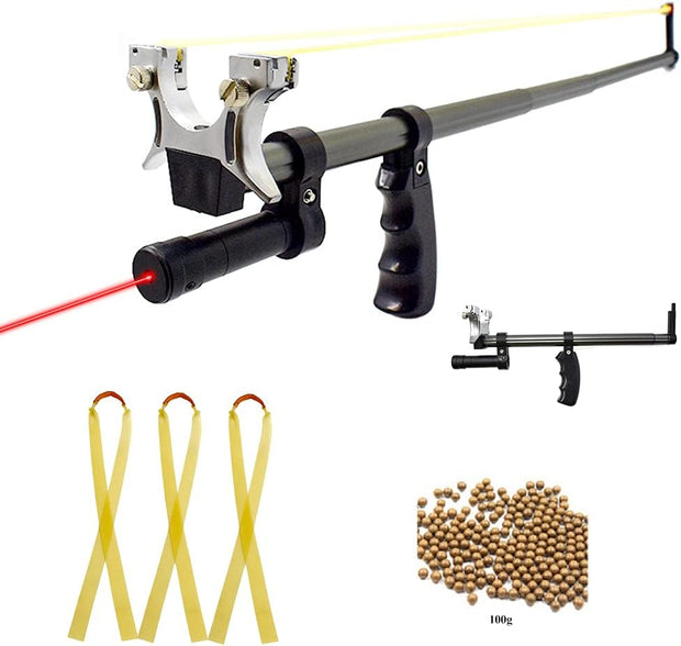 High-Precision Telescopic Slingshot – High-Power Rubber Band Catapult with Laser Aiming