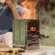 Firewood Stove – Stainless Steel Portable Charcoal Grill for Outdoor Cooking & Smoking