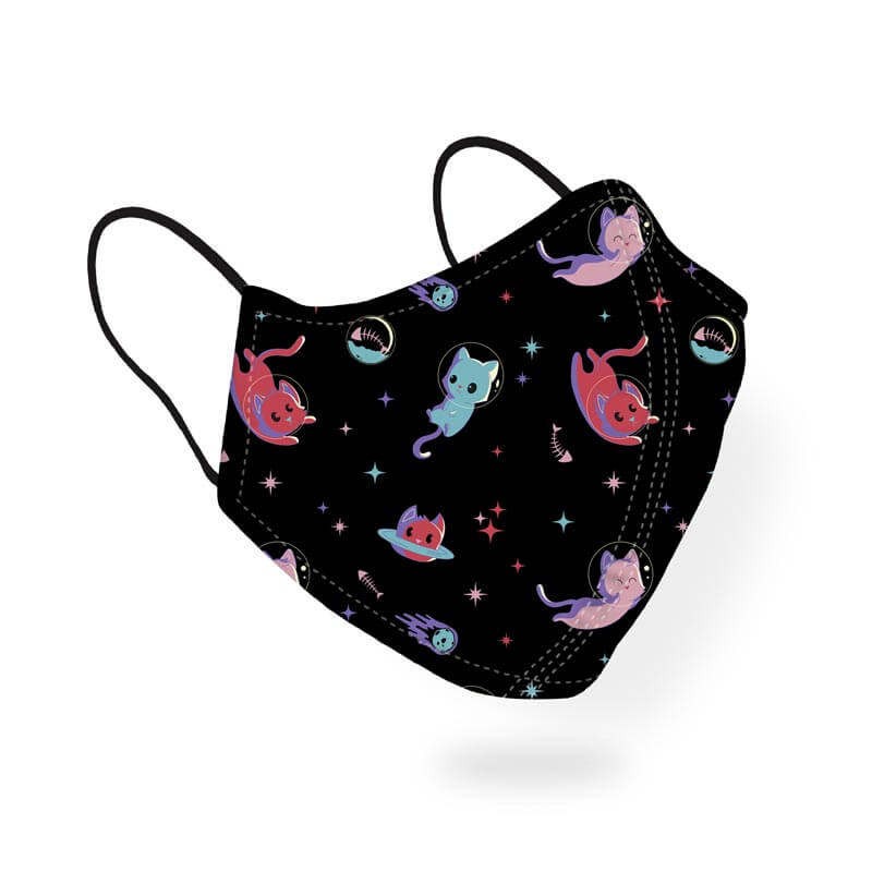 Cats in Space Planets Animal Lover Pattern Designer Printed Face Mask