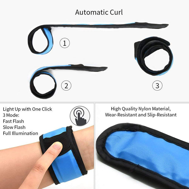 LED Safety Slap Bracelets – Reflective Armband for Night Walking, Running, Cycling