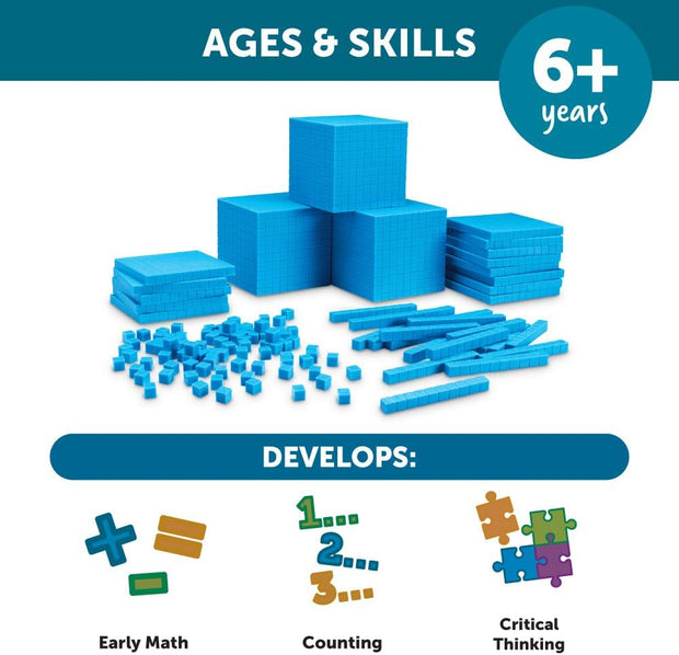 🔢 Plastic Base Ten Blocks Set – Visualize Math with Hands-On Learning