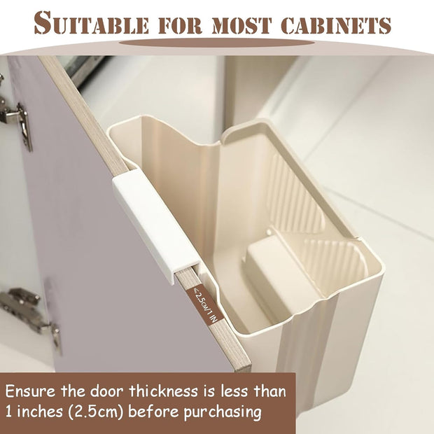 Hanging Trash Can for Kitchen Cabinet – Foldable Space-Saving Bin 2.64 Gallon
