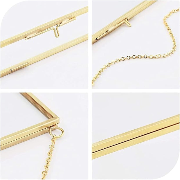 2 Pcs Hanging Glass Photo Frames – 6×6 Inch Double Glass Pressed Flower Frames