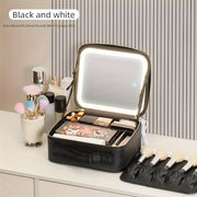 Makeup Storage Box with LED Mirror – Adjustable Compartments