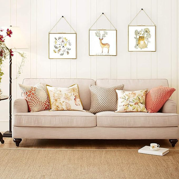 2 Pcs Hanging Glass Photo Frames – 6×6 Inch Double Glass Pressed Flower Frames