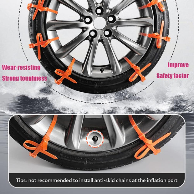 Reusable Car Snow Chains | Universal Adjustable Emergency Snow Tire Chain for Cars