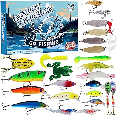 2025 Christmas Advent Calendar, Fishing Gear Set, Lures, Fun Fishing