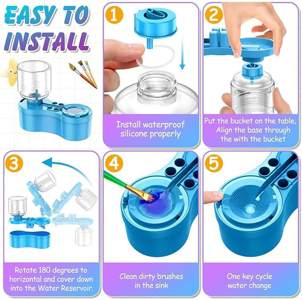 Brush Cleaner, Upgraded 5-in-1 Painting Supply with Drain and Brush Holder