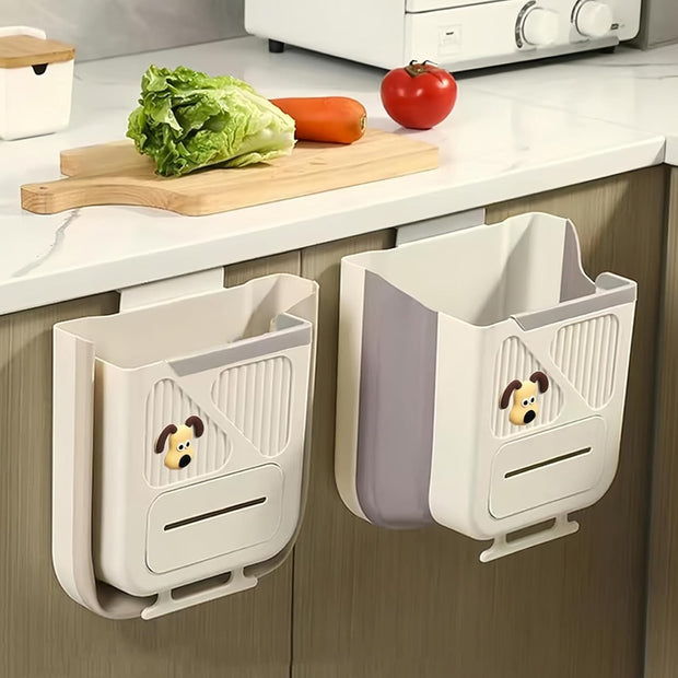Hanging Trash Can for Kitchen Cabinet – Foldable Space-Saving Bin 2.64 Gallon