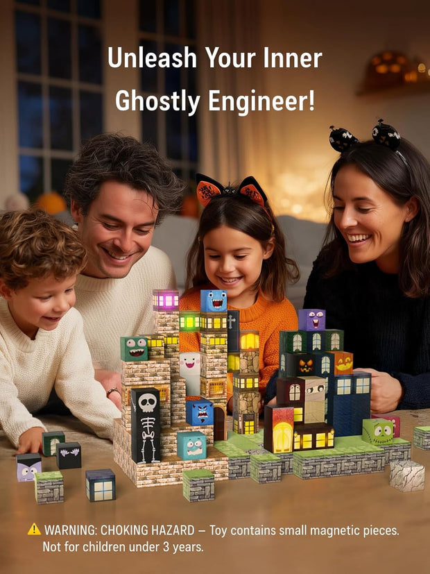 Magnetic Building Blocks – 137 PCS Light-Up STEM Set for Kids