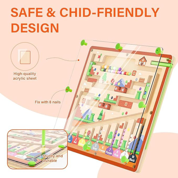 Montessori toys, magnetic color and number mazes