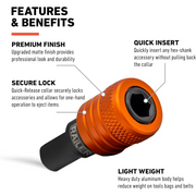 1/4" Hex Shank Quick Release Bit Holder with Keychain Carabiner