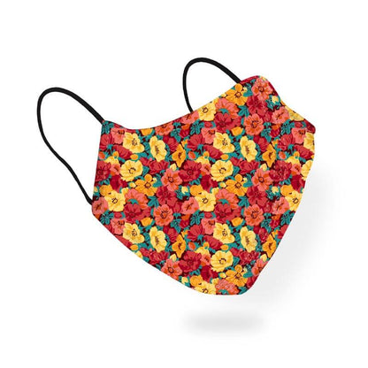 Beautiful Red Yellow Flowers Floral Pattern Designer Printed Face Mask