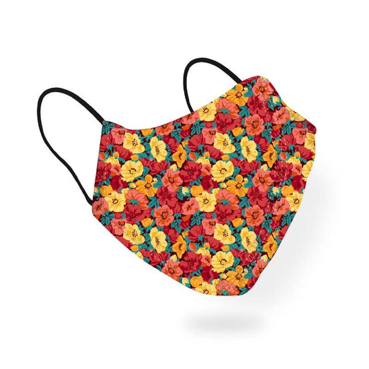 Beautiful Red Yellow Flowers Floral Pattern Designer Printed Face Mask