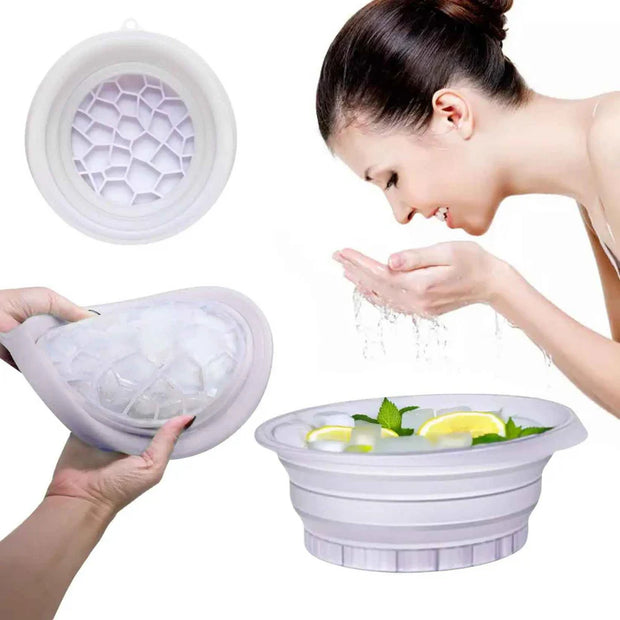 Collapsible Silicone Facial Ice Bowl – Built-in Ice Tray for Skincare, Acne Relief, and Face Tightening