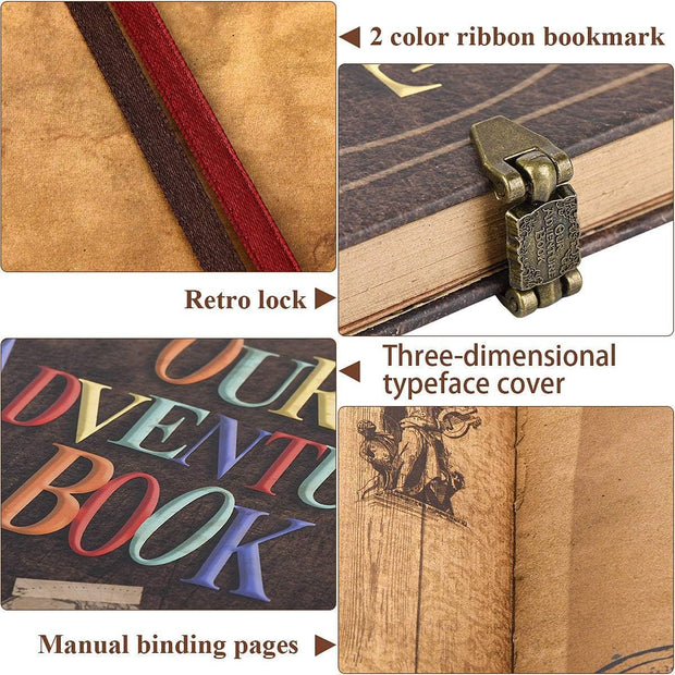 Adventure Book DIY Scrapbook Kit – 148 Pages with 3D Embossed Leather Cover & Full Accessories