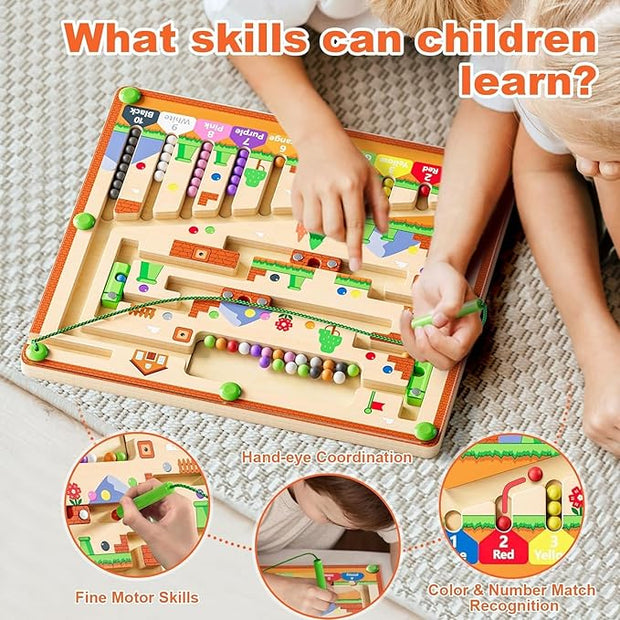 Montessori toys, magnetic color and number mazes
