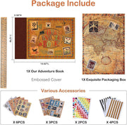 Adventure Book DIY Scrapbook Kit – 148 Pages with 3D Embossed Leather Cover & Full Accessories