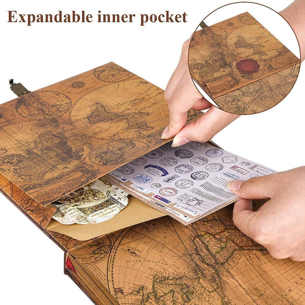 Adventure Book DIY Scrapbook Kit – 148 Pages with 3D Embossed Leather Cover & Full Accessories