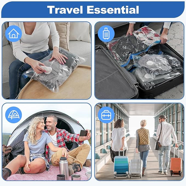 Vacuum Storage Bag with USB Electric Pump,6 Pcs,For Clothing and Garment Travel,Clothing Compression Bag