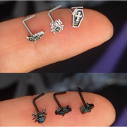 Halloween Nose Stud Set – 3pcs Gothic Sparkle Design