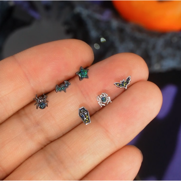 Halloween Nose Stud Set – 3pcs Gothic Sparkle Design