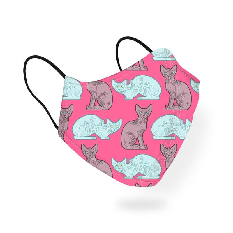 Pink Cool Sphynx Cat Animal Lover Pattern Designer Printed Face Mask