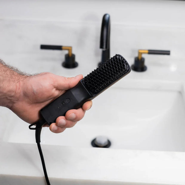 2-in-1 Beard Straightener – Ionic Heating Brush for Men’s Grooming