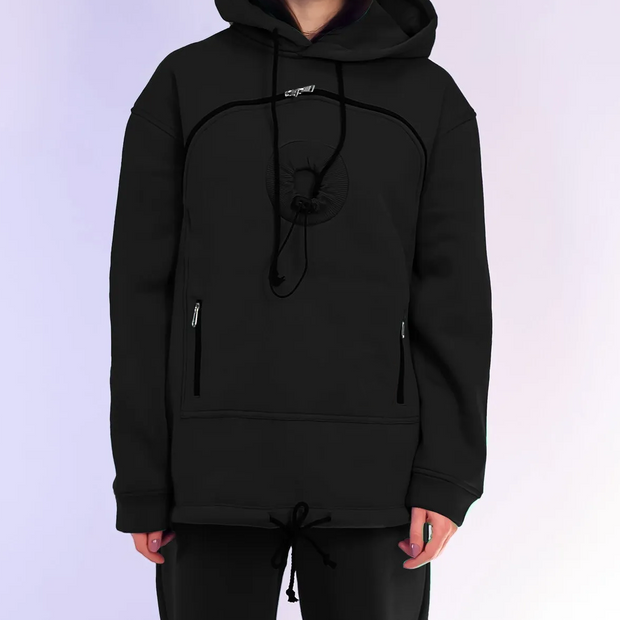 Khaki Hoodie with Pet Carrier Pocket – Cozy Style with Functional Design