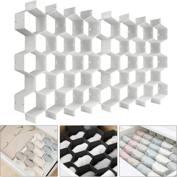 Honeycomb Drawer Organizer – 2 Pack Divider for Socks, Underwear, Bras, Ties, Belts & Scarves