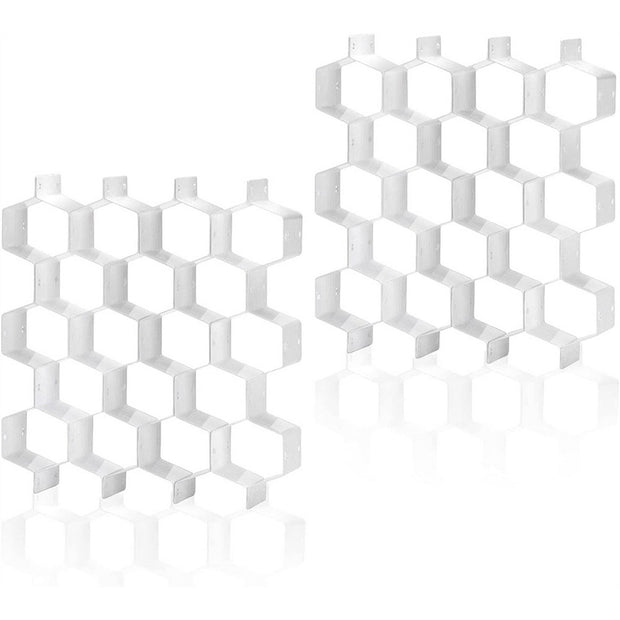 Honeycomb Drawer Organizer – 2 Pack Divider for Socks, Underwear, Bras, Ties, Belts & Scarves