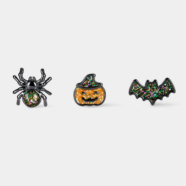 Halloween Nose Stud Set – 3pcs Gothic Sparkle Design