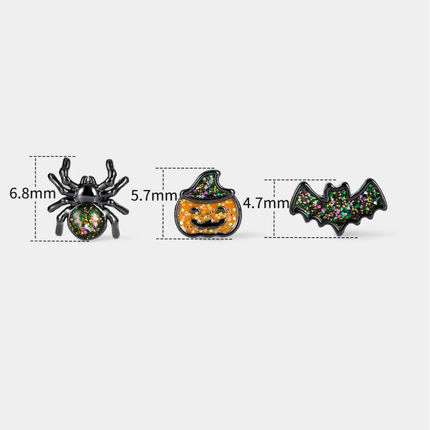 Halloween Nose Stud Set – 3pcs Gothic Sparkle Design