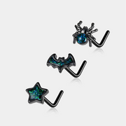 Halloween Nose Stud Set – 3pcs Gothic Sparkle Design