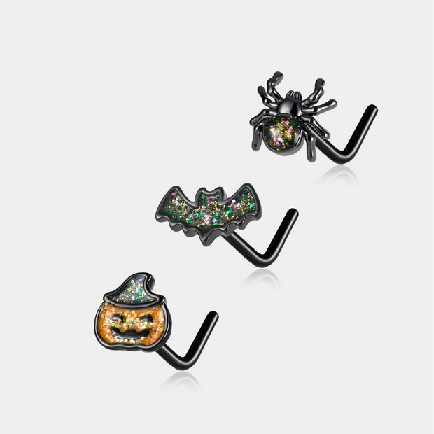 Halloween Nose Stud Set – 3pcs Gothic Sparkle Design