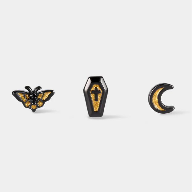Halloween Nose Stud Set – 3pcs Gothic Sparkle Design