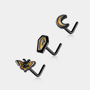 Halloween Nose Stud Set – 3pcs Gothic Sparkle Design