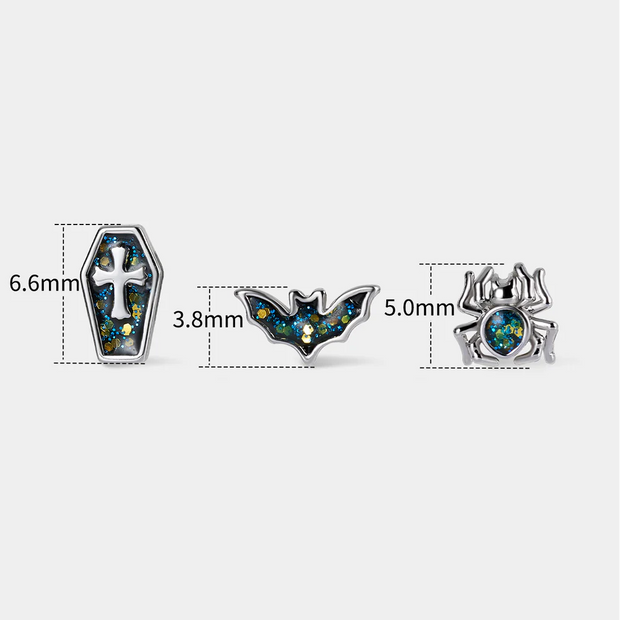 Halloween Nose Stud Set – 3pcs Gothic Sparkle Design